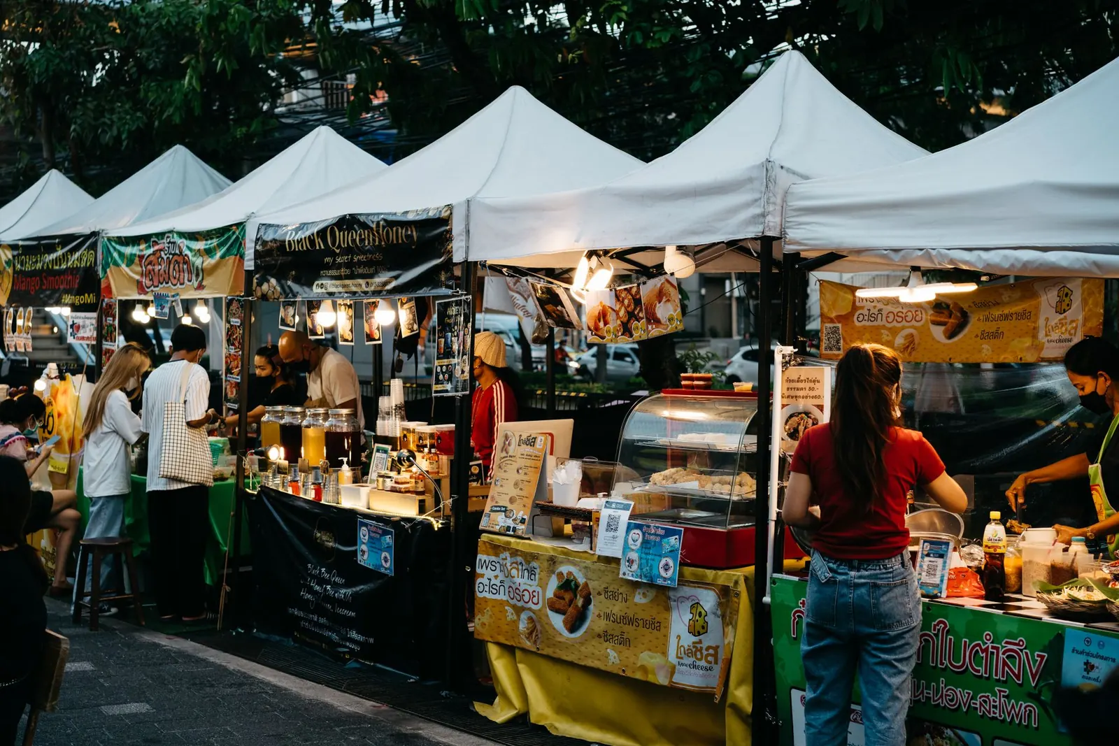 Isaraphap Road Street Food Area in Bangkok